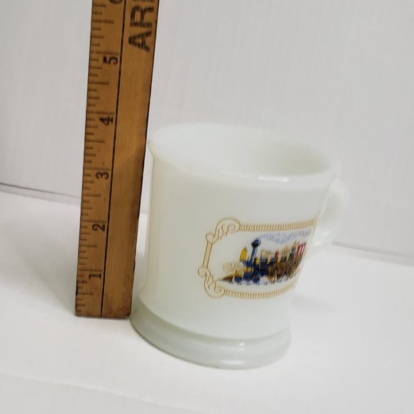 Avon Coffee Cup Collectible Locomotive Milk Glass Shaving Mug Train Vintage - Picture 9 of 12